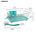 Farberware Compact Dish Rack with Frost Sink Brush, Teal
