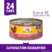 Wellness Complete Health Natural Grain Free Wet Canned Cat Food, Sliced Salmon Entree, 5.5-Ounce Can (Pack of 24)