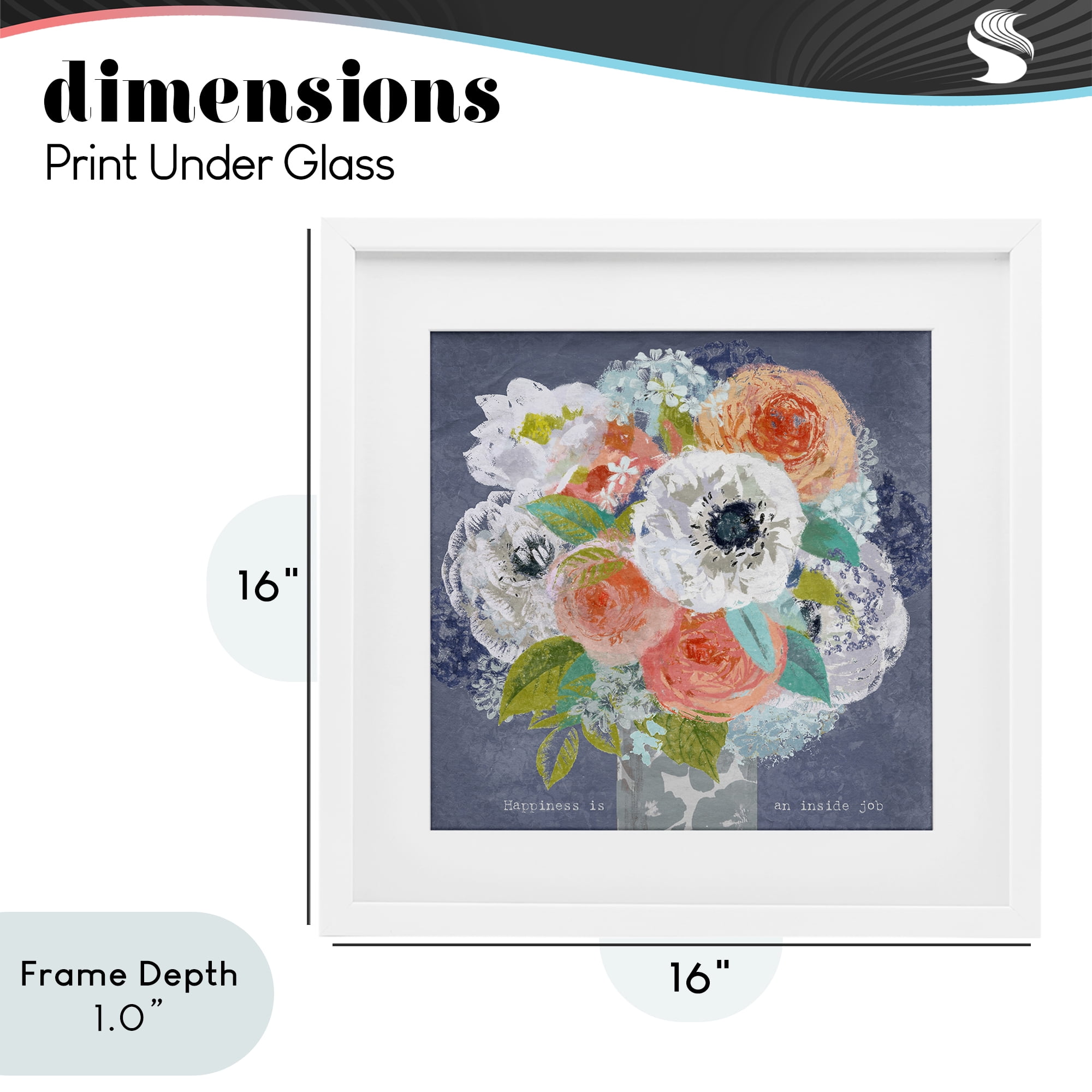 Stupell Industries Happiness Is An Inside Job White Framed Print Under Glass, design by Suzanne Nicoll