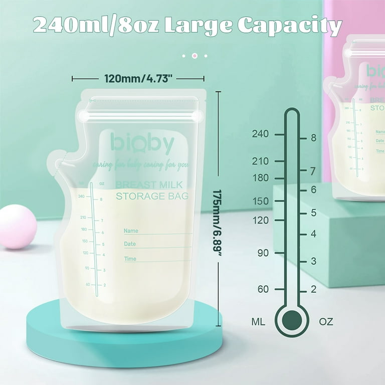 Nuliie 120 Pcs Breastmilk Storage Bags, 8 OZ Breast Milk Storing Bags, BPA  Free, Milk Storage Bags with Pour Spout for Breastfeeding, Self-Standing
