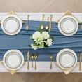 thumbnail image 3 of 2 Pieces 10FT Dusty Blue Chiffon Table Runner 28x118 Inches for Wedding Bridal Baby Shower Birthday Table Decorations, 3 of 6