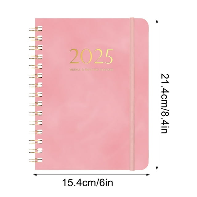 A5 Weekly Planner Notebook 2025 Coil Bound with Elastic Strap and 140 GSM Paper