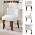 thumbnail image 5 of Velvet Vanity Chair with Back, Tufted Upholstered Vanity Stool with Solid Wood Legs, Mid Century Small Makeup Chair for Vanity, Accent Chair for Bedroom, Living Room, White, 5 of 6
