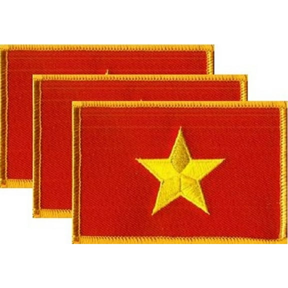 Vietnam Flag Patch, Embroidered Iron On or Sew On, Measures 3.50" x 2.25"