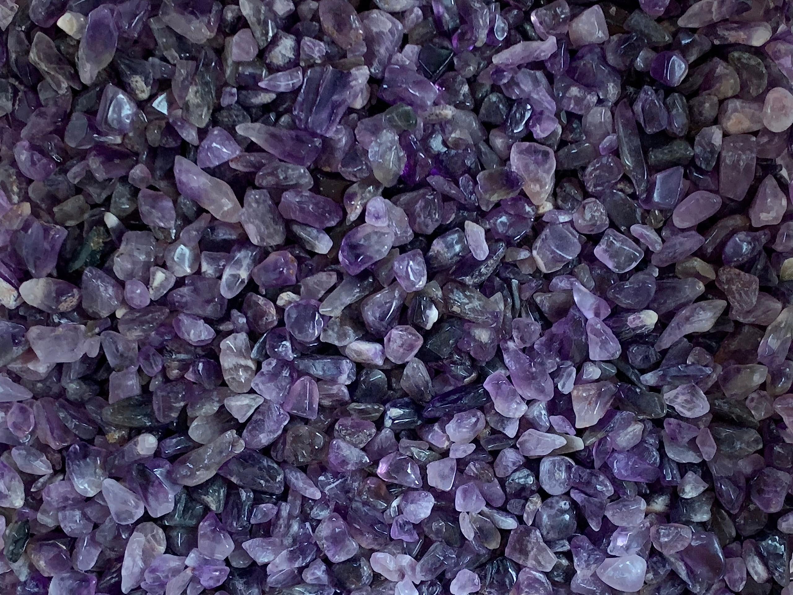 WHOLESALE Natural Semi Tumbled Amethyst Gemstone Chips, Amethyst Crushed Mini Amethyst Crystals, Undrilled (Amethyst, 3 Pounds)