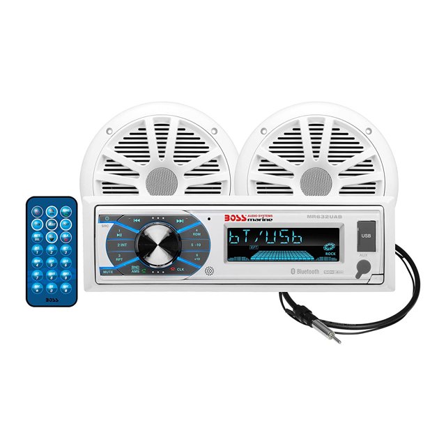 BOSS Audio Marine 180 Watt 2 Pack 6.5 Inch Speakers, AM/FM Receiver, and Antenna