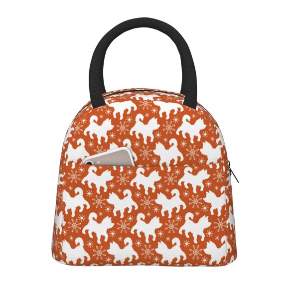 Balery Christmas Snowflake Dog Bolsa de Almuerzo para Mujeres, Caja de Almuerzo, Bolsa de Almuerzo Pequeña Impermeable, Tote de Almuerzo Reutilizable con Gran Capacidad