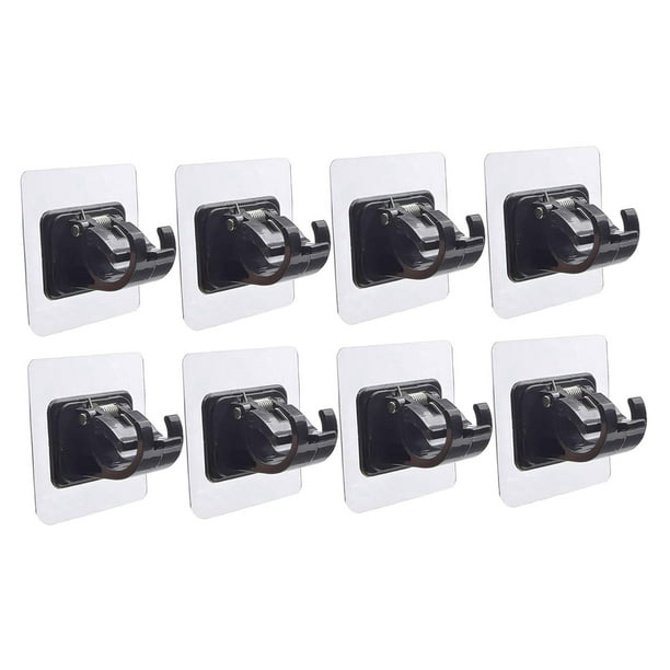 Ganchos para barra de cortina, soporte inoxidable, colgadores transparentes, soporte de pared, barra de cortina Negro