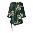 thumbnail image 4 of Dyegold Womens Tops 3/4 Length Sleeves Boho Western Tops Vintage Floral Side Twist Knot Blouses Dressy Casual Fall Shirt Tee, 4 of 5