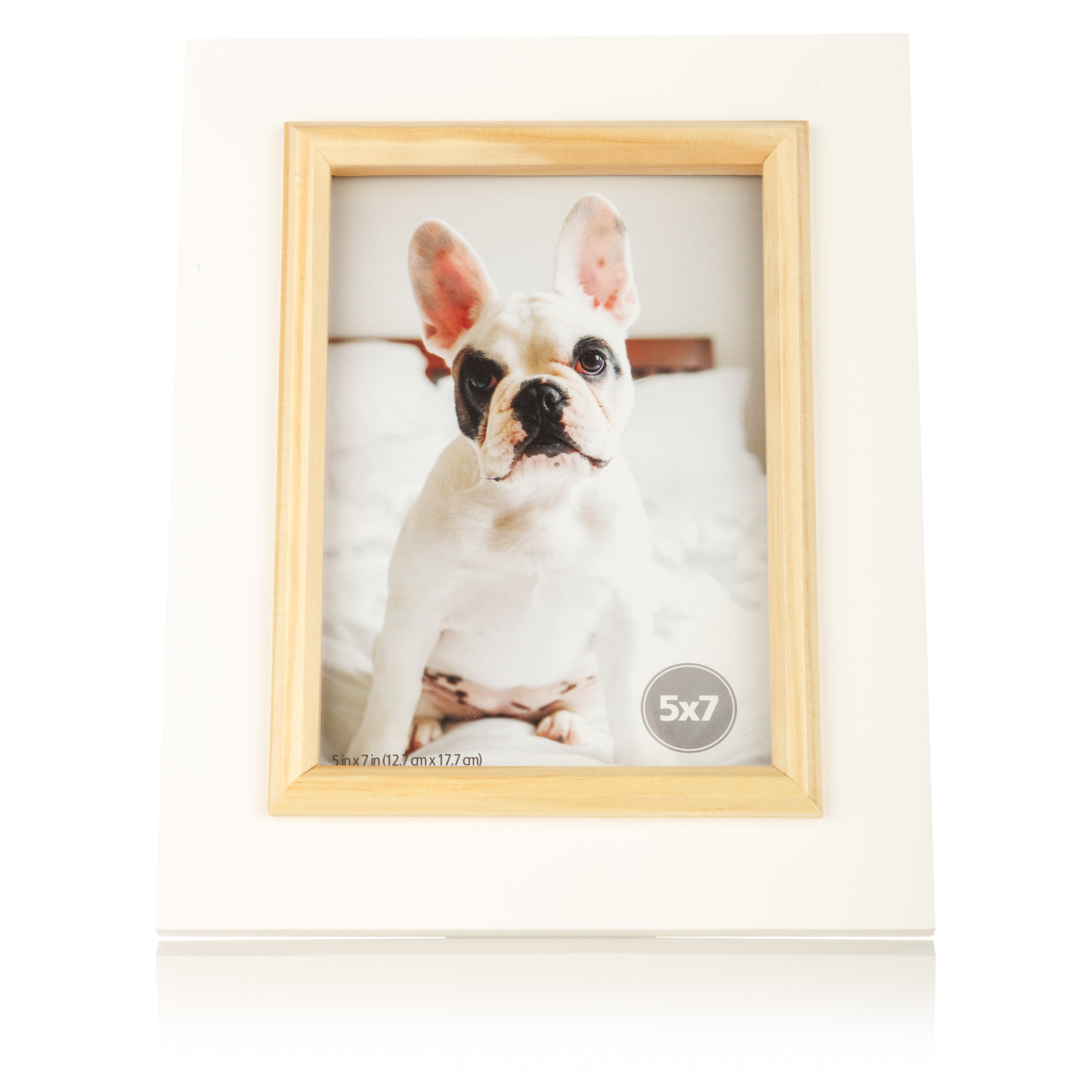 Home Décor Collection 5x7 White and Natural Tabletop Picture Frame