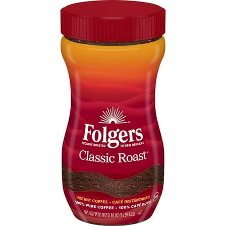 Folgers Classic Roast Instant Coffee Crystals, 16 oz