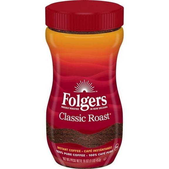 Folgers Classic Roast Instant Coffee Crystals, 16 oz