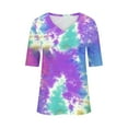 thumbnail image 3 of Raeneomay Tunic Tops for Women 2024 Women's Fashion Tees Casual V-Ncek Loose Cute T Shirt 1/2 Sleeve Ladies Top, 3 of 4