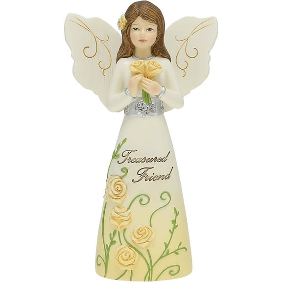 Pavilion - Treasured Friend - 5" Angel Figurine Floral Spring Home Decor Bestie BFF Best Friend Present