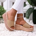 thumbnail image 5 of Dakaela Platform Sandals Women Slip on Espadrille Bohemia Wedge Sandal Comfortable Open Toe Dressy Beach Summer Slides Shoes Khaki Size 7.5, 5 of 7