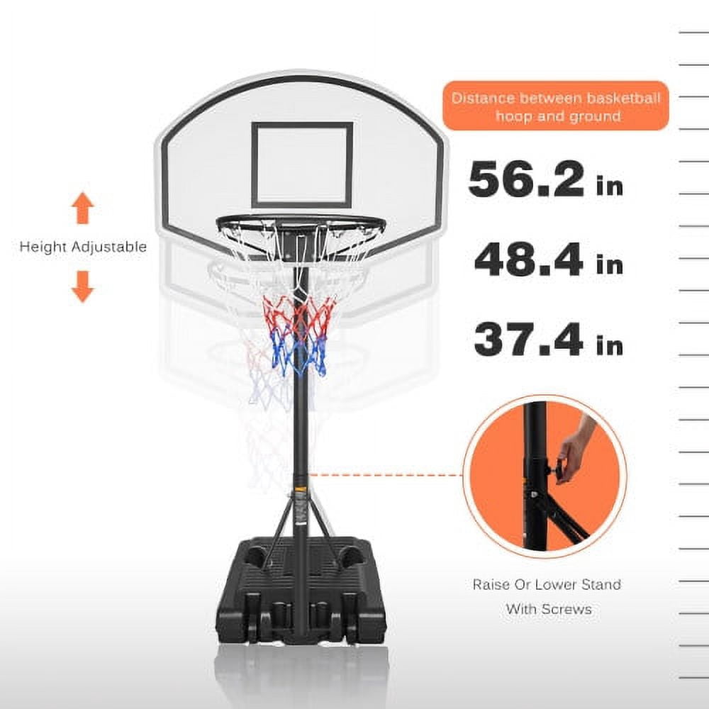Fantasyland 3.1-4.7ft Adjustable Height Basketball Hoop, Indoor Outdoor Basketball Hoop System with 36" Shatterproof Backboard and Stand for Youth