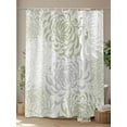 thumbnail image 4 of Fsddascl Sage Green White Shower Curtain Set - Standard 72" x 72" Washable Bathtub Curtain with 12 Hooks, Abstract Grey Chrysanthemum Flower Waterproof Fabric Stall Shower Curtains for Bathroom, 4 of 6