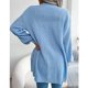 thumbnail image 5 of Mujer Suéter De Manga Larga Cárdigan Manga Larga Frente Abierto Cable Twist Knit Outwear Azul M, 5 of 7