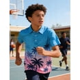 thumbnail image 6 of Lanbubble Boys Polo Shirt Hawaiian Palm Print Short Sleeve Casual Golf Collared Shirts Sizes 7-14Y, 6 of 7