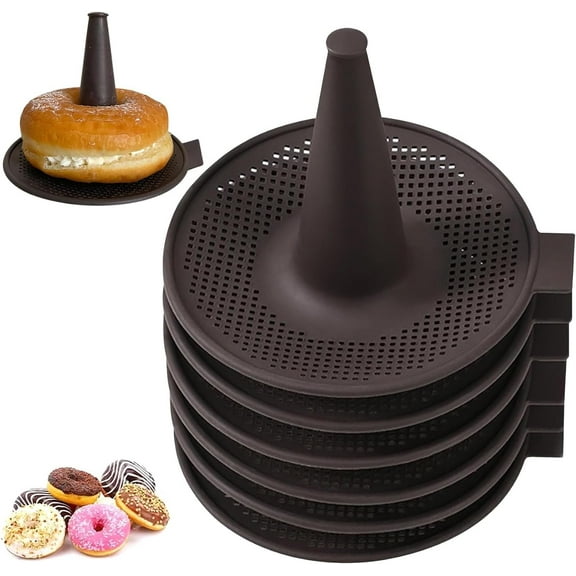 Donut Mold for Baking, Dingrich 6 Pcs Silicone Molds, Pastry Molds Baking Tools for Bagel and Doughnut Cake Pans, Donut Pans Sets (Brown)