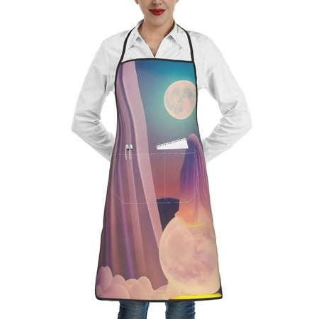 

Sikiie Dreamy Moonlit Window Aprons for Kitchen Cooking Aprons Chef Apron for Men Women Chef