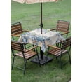 thumbnail image 4 of Outdoor Tablecloth with Umbrella Hole for Patio/Picnic/Party/Camping, Blue Turtle Coastal Waterproof Table Cloth Square Cover Washable, Beach Coral Nautical Starfish Sea Eucalyptus Vintage (60"x 60"), 4 of 8