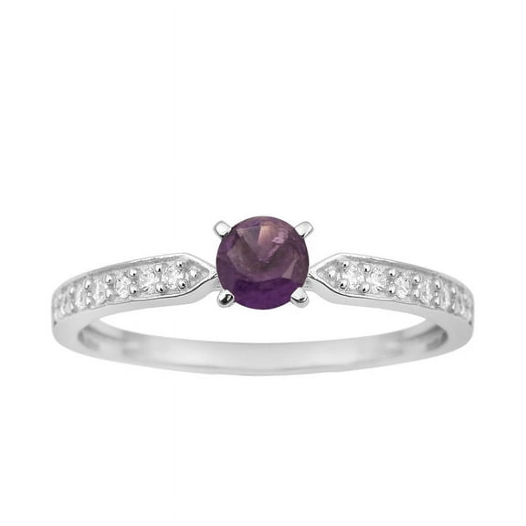 0.50 Ctw Round Cut Amethyst 925 Sterling Silver Solitaire Accent Women Wedding Ring