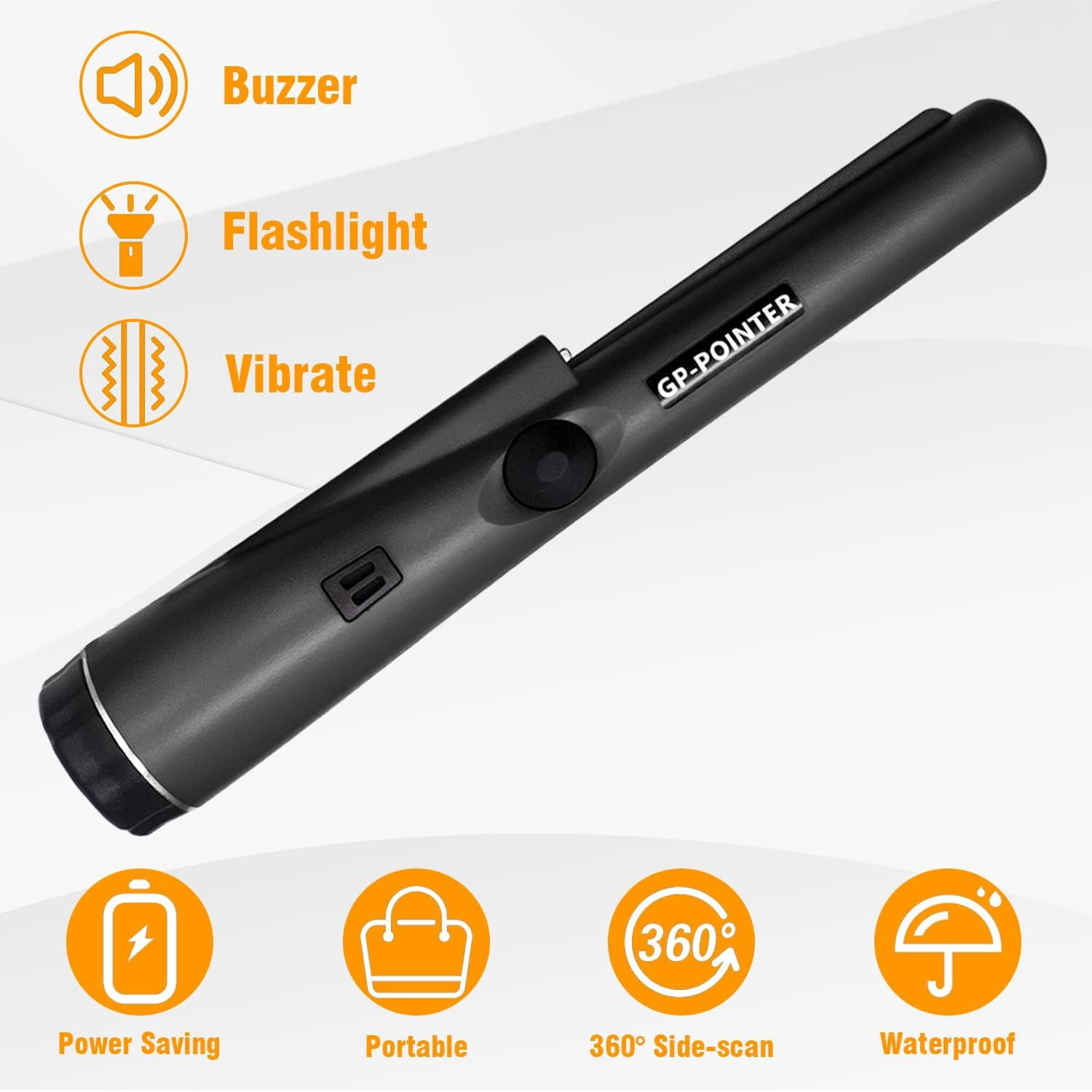 SYITOOCK Metal Detector Pinpointer, Professional Handheld Pin Pointer Wand, 360°Search Treasure Pinpointing Finder Probe with Belt Holster, Black