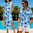thumbnail image 3 of Yuyamidu Matching Hawaiian Outfits for Couples Palm Tree Mens Hawaiian Shirt Women's Summer Dress Mens Short Sleeve Button Down Shirts Matching Luau Outfits for Couple Men's 2XL, 3 of 7