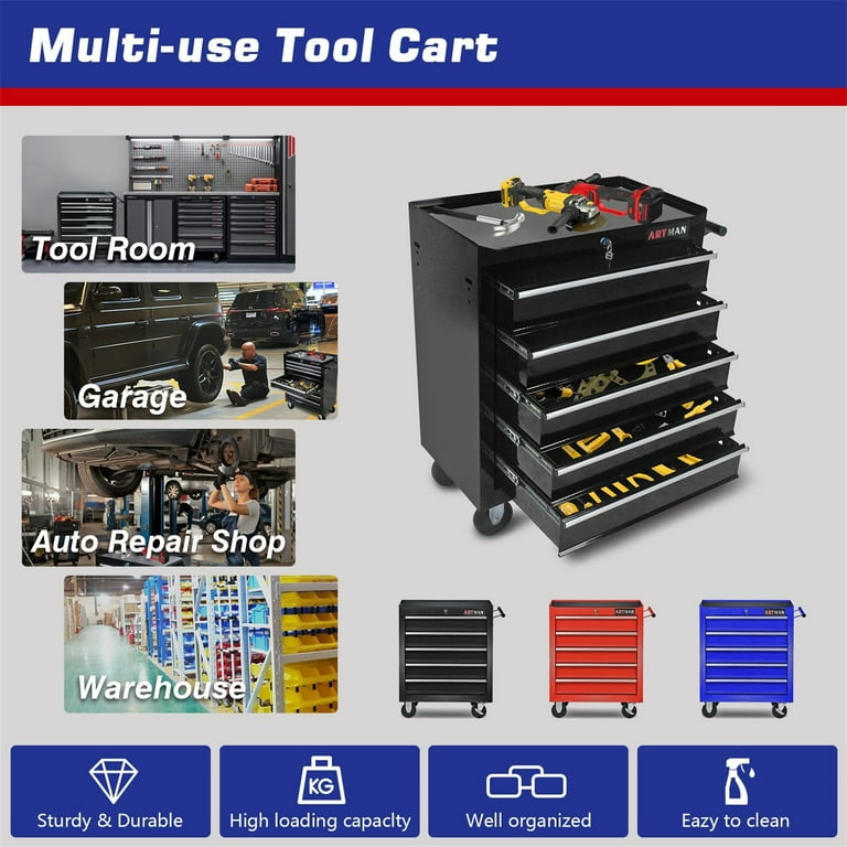 Free Shipping! Aukfa Tool Chest, 5-Drawer Steel Rolling Tool Free Shipping! Aukfa Tool Chest, 5-Drawer Steel Rolling Tool