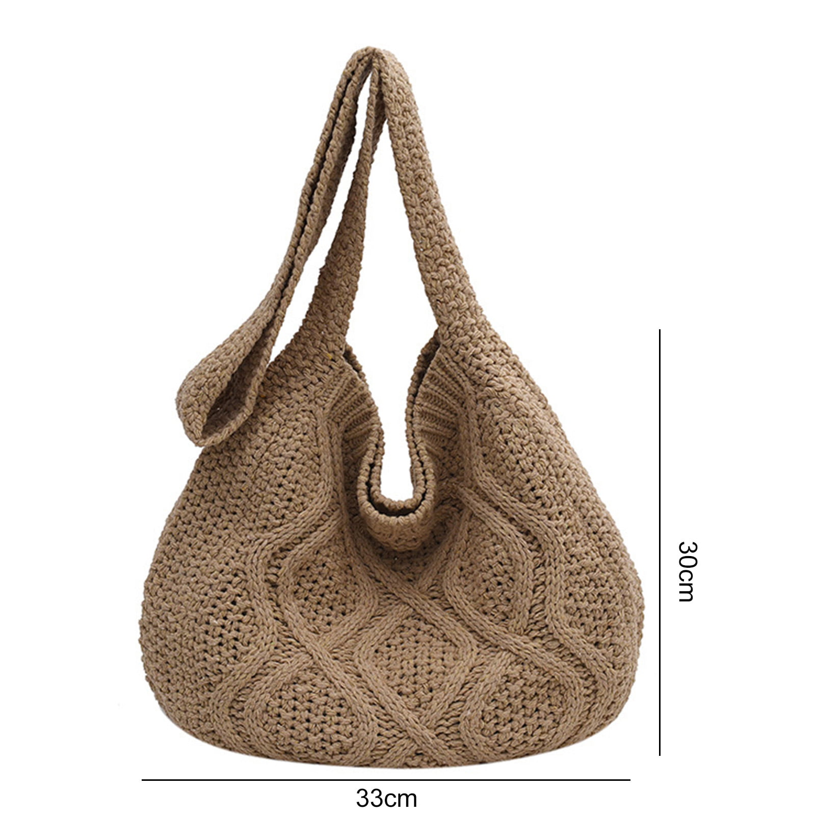 harmtty Women Shoulder Bag Crochet Heart Pattern Large Capacity