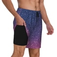 thumbnail image 2 of Sikiie Violet Glitter Print Men's Double Layer Swimming Trunks, Adjustable Waistband and Pockets Sports Swimming Trunks, Beach Swimwear-Medium, 2 of 6