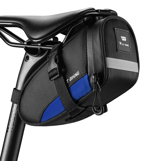 WEST BIKING Reflective Waterproof Bike Saddle Bag with Tail Light Mount, Lightweight Cycling Storage for Mountain & Road Bikes, Multiple Colors Available