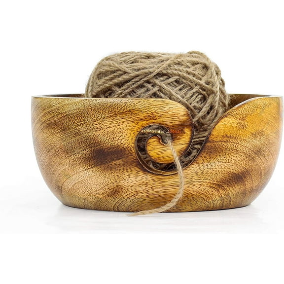 Nagina International Mango Wood Yarn Storage Bowl | Premium Yarn Storage Bowl for Yarn Balls & Skeins | Crochet & Knitting Bowls Made Out of Mango Wood | Knitter's Gift & Notions