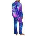 thumbnail image 4 of SEANATIVE Galaxy Dragonfly Pajamas Set 2 Piece Mens Button Up Pajamas Long Sleeve Pajama Set for Men Size X Small Sleepwear Pj Set Daily Loungewear Jogger Clothes, 4 of 6