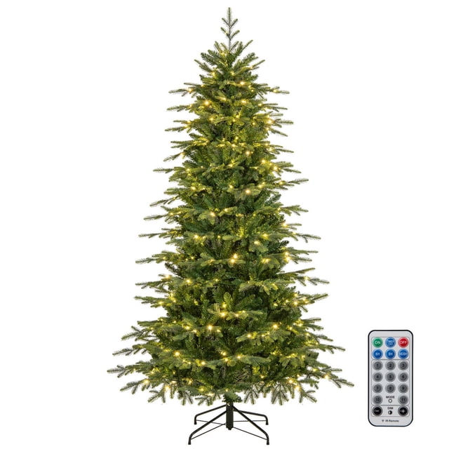Árbol de Navidad Artificial Costway, 225 cm, 1162 Puntas de Ramas, 380 Luces LED, 3 Temporizadores Remoto