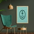 thumbnail image 2 of Anchor Wall Art with Frame, Horizontal Zig Zag Pattern Background Anchor Image Circle Shape Medallion, Printed Fabric Poster for Bathroom Living Room, 23" x 35", Dark Green Turquoise, by Ambesonne, 2 of 2