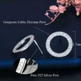 925 Silver Cubic Zircon Round Circle Stud Earrings Cute Fashion Brand