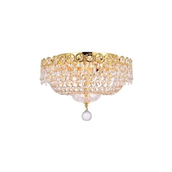 Century 4 light Gold Flush Mount Clear Royal Cut Crystal