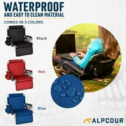 Alpcour Folding Portable Stadium Seat with Padded Backrest, Armrests, Storage Pockets, and Cup Holder - Black