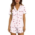 thumbnail image 7 of AUNVITO Women's Pajama Set Button Down Short Sleeve Top and Shorts Cute and Comfortable Sleepwear Loungewear, 7 of 7