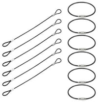 0.6Ft(8 Inch) Safety Cable Lock, 6 Pcs 0.08 Dia Braided Stainless Steel Coated Security Cable Luggage Lock Wire Rope with Double Loop for Luggage Bicycles Doors Packages, Black