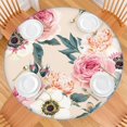 thumbnail image 2 of Round Fitted Tablecloth with Elastic Edges Fits 45"-52" Round Tables Pioneer Colorful Floral Waterproof Table Cover Washable Indoor and Outdoor for Party Kitchen Dinner Banquet Patio Picnic, 2 of 7