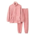 thumbnail image 2 of BONIXOOM Christmas Pajamas For Couples Womens Christmas Pajamas Loungewear Drawstring Long Sleeve Solid Sleepwear Sets Pink XXL, 2 of 9