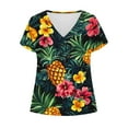 thumbnail image 2 of qucoqpe Womens Summer Tops Fashion Floral Printed Short Sleeve T Shirts Casual V Neck Cute Trendy Tunic Blouses, 2 of 5