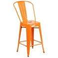 thumbnail image 1 of 24'' High Orange Metal Indoor-Outdoor Counter Height Stool with Back, 1 of 9