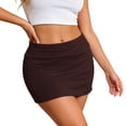 thumbnail image 2 of Lixiuxyad Womens Skirt Fashion Bodycon Mini Skirt Stretchy Tight Fitted Solid Color Clubwear Party Casual Short Skirt,Brown, 2 of 4