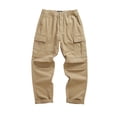 thumbnail image 6 of Men's Heavyweight Cargo Pants Regular Fit 100% Cotton Multi-Pocket Work Trousers with Elastic Waist, 6 of 12