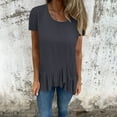 thumbnail image 2 of Wlynlyn Womens Tops Short Sleeve Shirts Scoop Neck T Shirts Ruffle Hem Dressy Casual Blouses XXL, 2 of 9