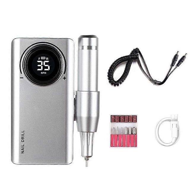 Professional Electric Nail Drill Machine, Portable Rechargeable 35000RPM Nail Drill for Acrylic Gel Nails, Manicure Pedicure Polishing Shape Tools for